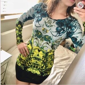 ROBERTO CAVALLI Body Con Printed Dress (S)